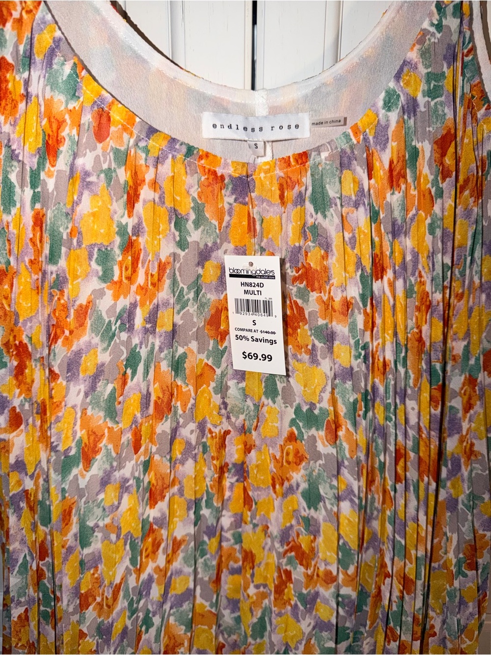 Endless Rose Spaghetti-Strap Handkerchief Hem Floral Dress in Yellow and Gray - Picture 3 of 3